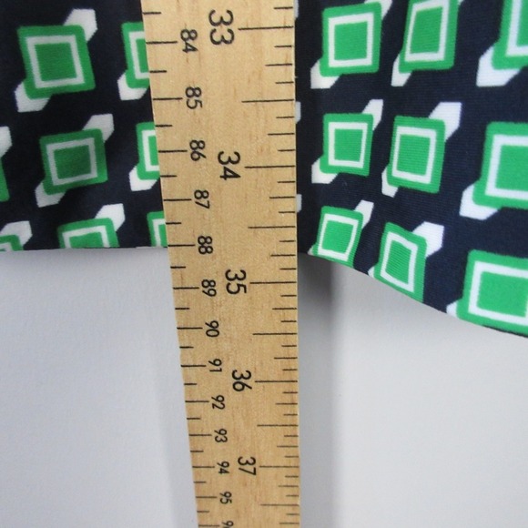 Jude Connally Shift Dress S Green Geometric 3/4 Sleeve Knee Length Retro 318 - Picture 7 of 9